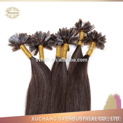 high quality human hair U,I,V,Flat tip Russian virgin remy hair fusion prebonded flat tip hair extensions